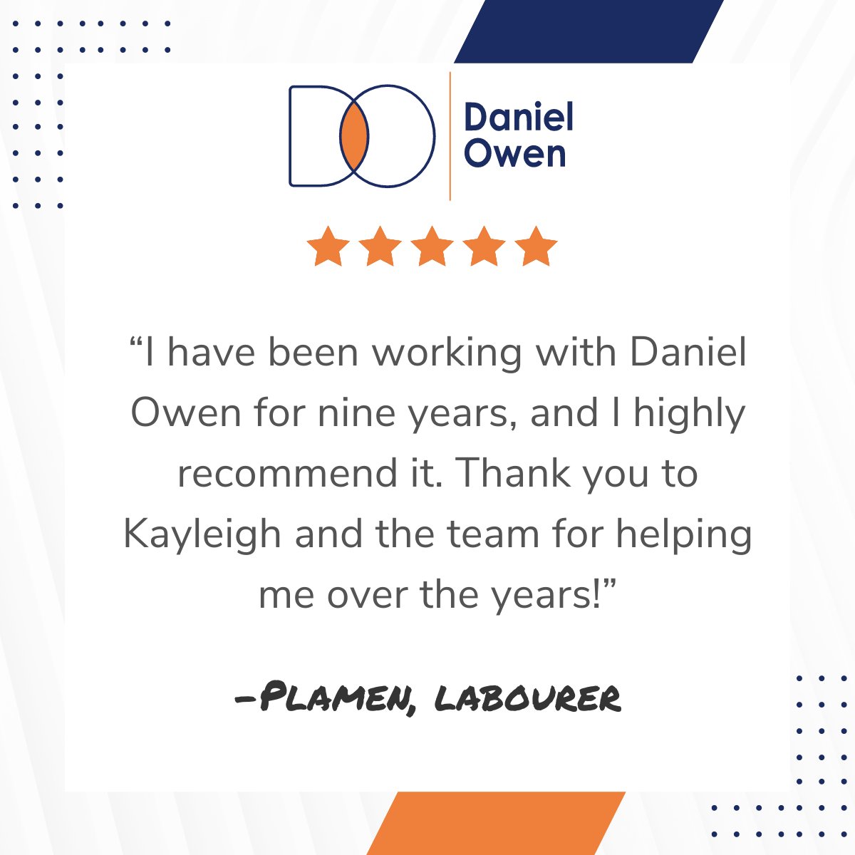 𝗛𝗮𝗽𝗽𝘆 𝗙𝗿𝗶𝗱𝗮𝘆! 🎉

Received some more feedback from one of our operatives. Thanks, Plamen, for taking the time to let us know!

We hope you all have a lovely weekend lined up!

#DanielOwen #Construction #PropertyServices #ReferaFriend #Feedback