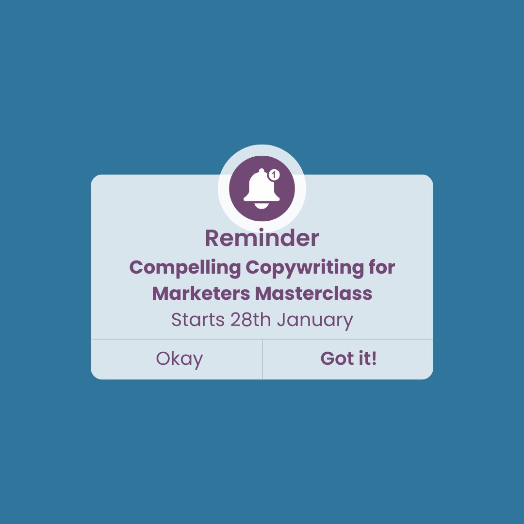 OXCOM_Marketing's tweet image. Join our lunchtime masterclass, Compelling #Copywriting for #Marketers and take the first step towards writing copy that grabs attention and drives action. Classes start on 28th January and run for 3 weeks. Sign up now and start turning words into results 👇