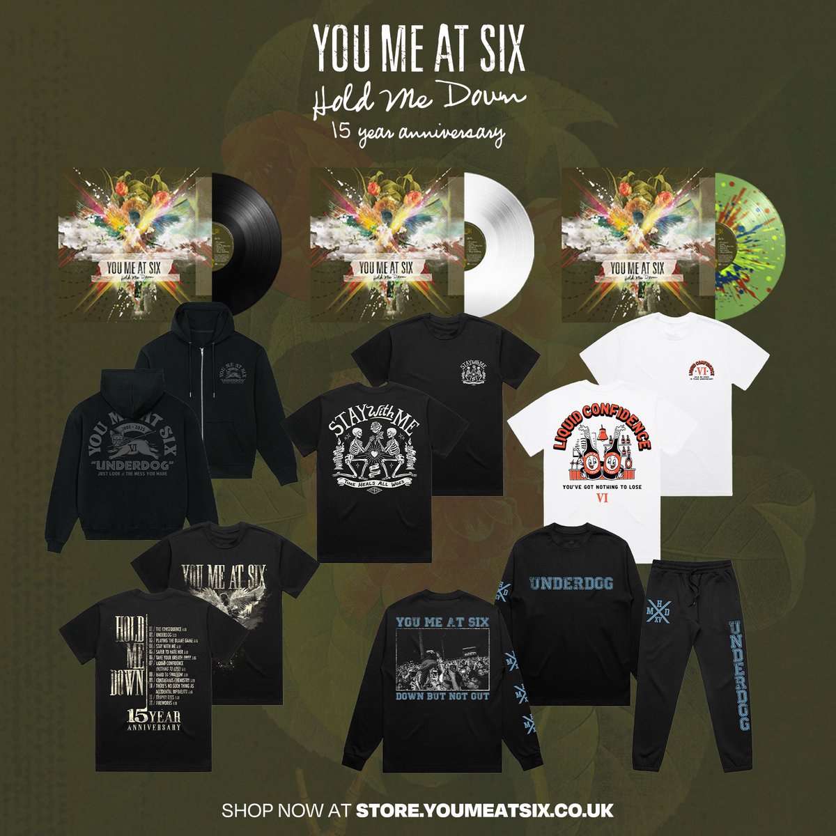 youmeatsix's tweet photo. Finally, after 15 years we’ve been able to press our 2nd album, ‘Hold me Down’ on vinyl. 
Available to pre-order now along with some very special merch. 
Happy 15th birthday to HMD x

https://t.co/HaovH1Gtmo https://t.co/A5KYQU4Oz5