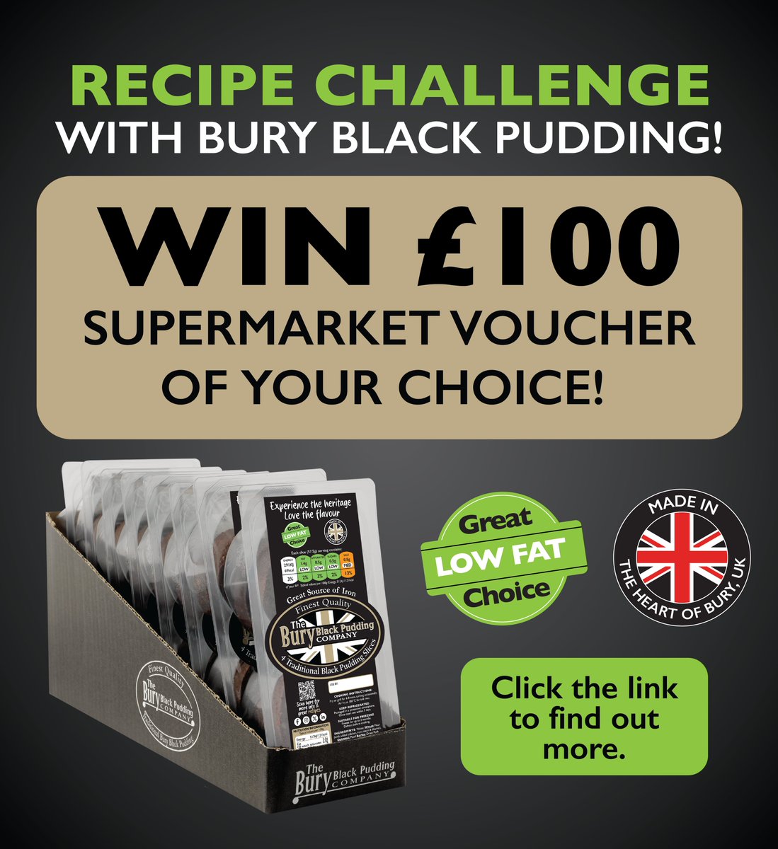 Calling all #foodies - Enter our January recipe #competition for a chance to #WIN a £100 supermarket voucher of your choice! 

Create a delicious dish featuring #BuryBlackPudding and submit your entry by Jan 31. T&amp;Cs apply. Good luck!

👉 Enter here: bit.ly/BBPRecipeComp 👈