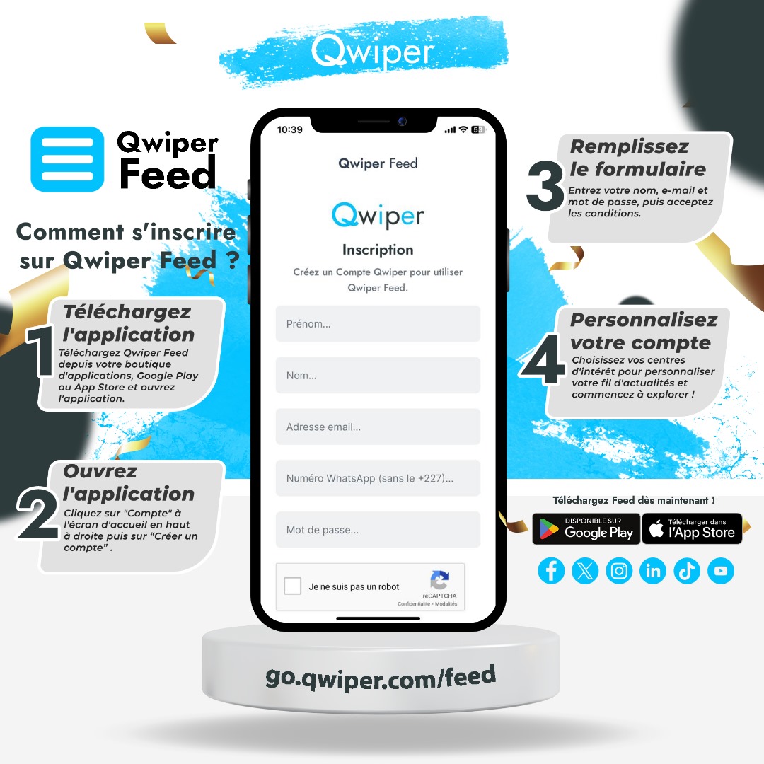 En seulement quelques étapes simples voilà comment vous inscrire sur Qwiper Feed ! 🤗
Rejoignez la communauté Qwiper Feed et accédez aux actualités, offres d'emploi, marketplace, météo et bien plus !
Le lien : 👇
go.qwiper.com/feed