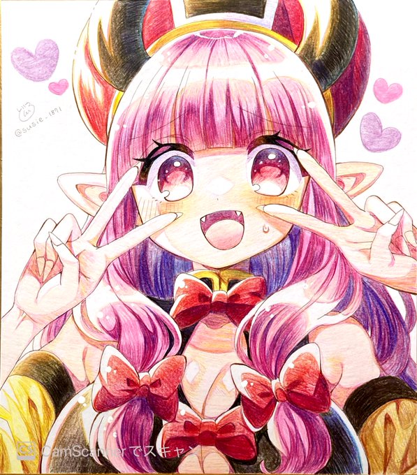 タマ🩷色紙
#創作
#アナログ
#えんまタマ 