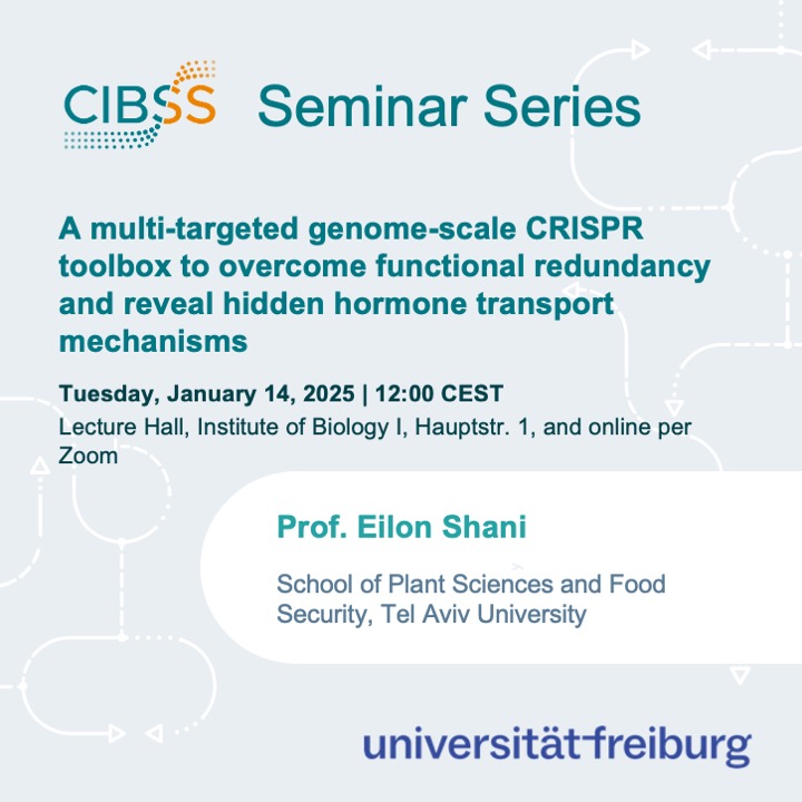 CIBSS (@cibss_unifr) on Twitter photo Mark your calendars for next Tuesday: <a href="/TelAvivUni/">Tel Aviv University</a>'s <a href="/EilonShani/">Eilon Shani</a> will present a #CRISPR-based toolkit that targets multiple genes at a genome-wide scale, addressing functional overlap in genetic systems to uncover hidden mechanisms behind hormone transport.kurzlinks.de/fprn Mark your calendars for next Tuesday: <a href="/TelAvivUni/">Tel Aviv University</a>'s <a href="/EilonShani/">Eilon Shani</a> will present a #CRISPR-based toolkit that targets multiple genes at a genome-wide scale, addressing functional overlap in genetic systems to uncover hidden mechanisms behind hormone transport.kurzlinks.de/fprn