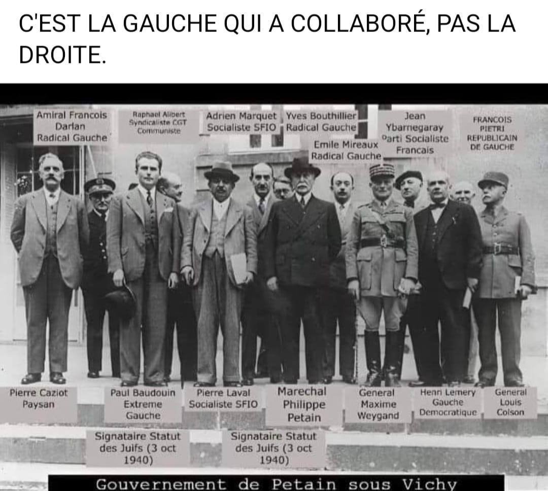 À faire circuler sur toutes les pages de gauchistes sans cervelle, affiliant le FN au Pétainisme, un rappel de l'histoire ne fait jamais de mal, surtout à des puits sans fond de l'ignorance .......
La libre pensée patriote