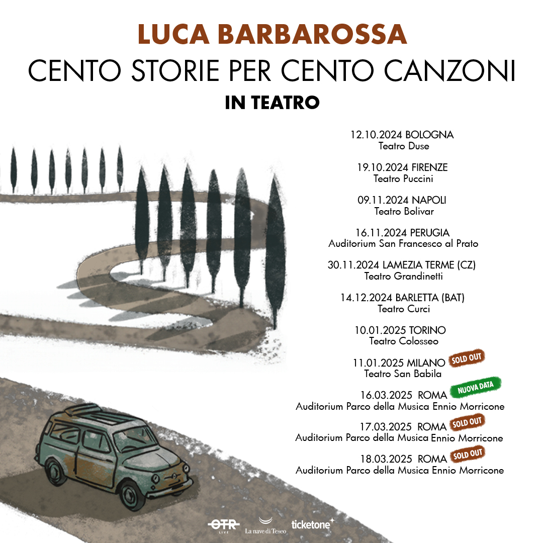 Stasera “Cento storie per cento canzoni in teatro” riparte da Torino! ❤️

Nel frattempo, Milano e le due date romane sono SOLD OUT e si aggiunge un terzo appuntamento pomeridiano il 16/03 all’<a href="/AuditoriumPdM/">Auditorium PdM</a> alle ore 18.

Biglietti su otrlive.it/tour-dates/cen…