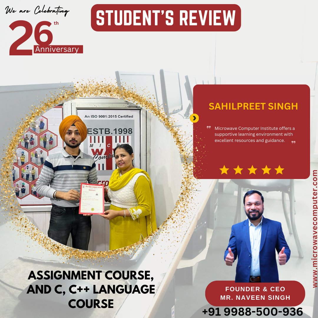 mwc_98's tweet image. 🎉 Huge congratulations to our students for conquering the Assignment Course and excelling in C &amp;amp; C++! Your commitment and hard work have truly paid off. Keep reaching for new heights!

#assignmentcompleted #learntocode #studentsuccess #codinglife
#microwavecomputer #khanna