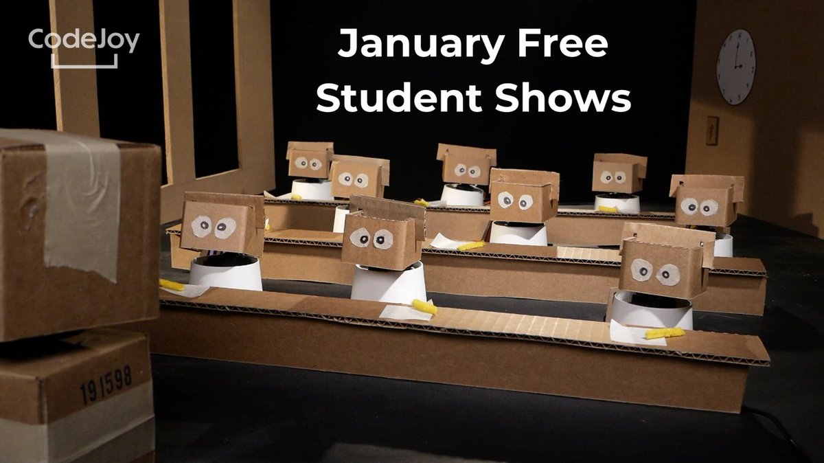 CodeJoyEdu's tweet photo. #Free #StudentShow alert! This January, join Kiki and Elby to see how they cope with test anxiety. 🤖😌 No hardware needed! Limited spots available. #teachers #students #edtech #CodeJoy #RobotRelaxation https://t.co/0QffVIi2i7 https://t.co/wiVDRtvZXg
