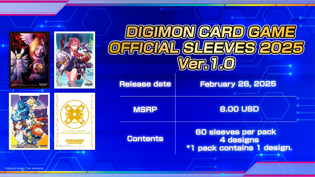 Next Plan Announcement] OFFICIAL SLEEVES 2025 Ver.1.0 Release Date:  February 28, 2025! https://t.co/utoD283fOD #DigimonCardGame #DigimonTCG # Digimon