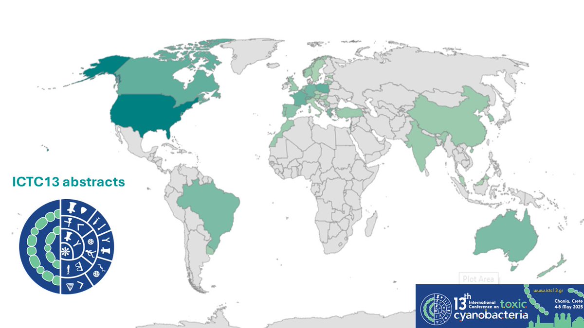 WOW we got abstracts from over 40 countries. ICTC13 is going to be really exciting!
REMINDER: This is the last day to submit your abstract and join us to a BIG toxic cyanobacteria conference!
More info at: ictc13.gr/abstracts/

#cyanobacteria #ictc13