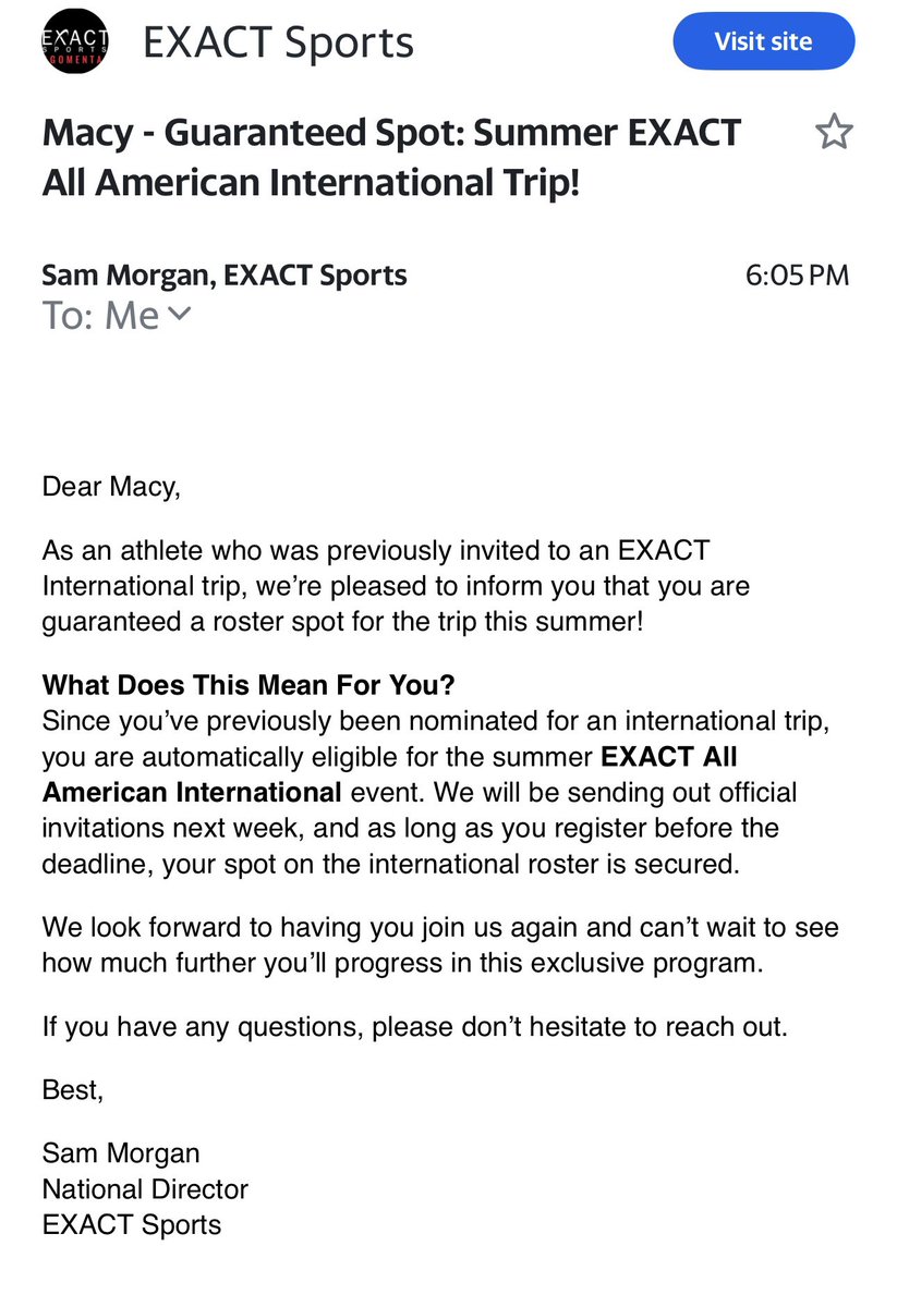macysoccer13's tweet photo. Thank you @EXACTSports for inviting me to the Exact All American International team this summer! โฝ๏ธ๐บ๐ธ #ExactAllAmerican #ExactIntl
@sacitysc @SACity08GA @6a_28 @ImYouthSoccer @GAcademyLeague @TopDrawerSoccer @TheSoccerWire @PrepSoccerTX @PrepSoccer @NationalScoutin @ChampionSoccer @PalominoPete @DClitnovici @IslandersSoccer @AdamNerio @IdahoStateSoccr @ACU_Soccer @_stephensalas_ @CoachDPittman @UTSAWSOC