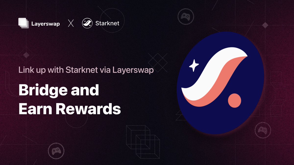 Layerswap (@layerswap) on Twitter photo 🎮 Link Up with <a href="/Starknet/">Starknet 🐺🐱</a> via Layerswap!
Transfer $ETH, $USDC, $USDT or $DAI to Starknet, engage with some of the most thrilling games such as <a href="/influenceth/">Influence</a>, <a href="/Everai/">Everai</a>, <a href="/LootRealms/">Realms.World ☁️</a>, and get a chance to earn $$! 🎮 Link Up with <a href="/Starknet/">Starknet 🐺🐱</a> via Layerswap!
Transfer $ETH, $USDC, $USDT or $DAI to Starknet, engage with some of the most thrilling games such as <a href="/influenceth/">Influence</a>, <a href="/Everai/">Everai</a>, <a href="/LootRealms/">Realms.World ☁️</a>, and get a chance to earn $$!