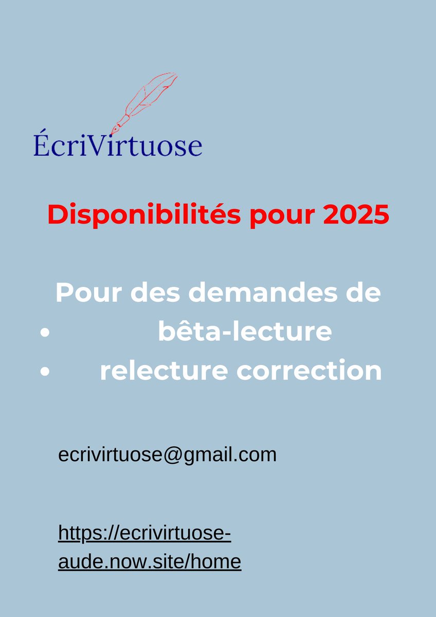 PerrinAude's tweet photo. Bonjour!
#bêtalectrice et #correctriceindépendante, formée à la bêtalecture, et à la correction à l’EFLC.
Un texte en attente d’un bêtalecteur ou à rendre impeccable au niveau de la langue et de l’orthotypographie, pourquoi ne pas me le confier?
Au plaisir. https://t.co/GRzu3o6NYo
