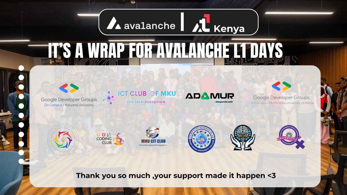 🔺That’s a Wrap!📪
🧵
We are thrilled to have successfully concluded our "online Avalanche L1 Days". It was inspiring to see so many African builders actively participating! Over the course of five days, we engaged in consistent, hands-on building sessions,