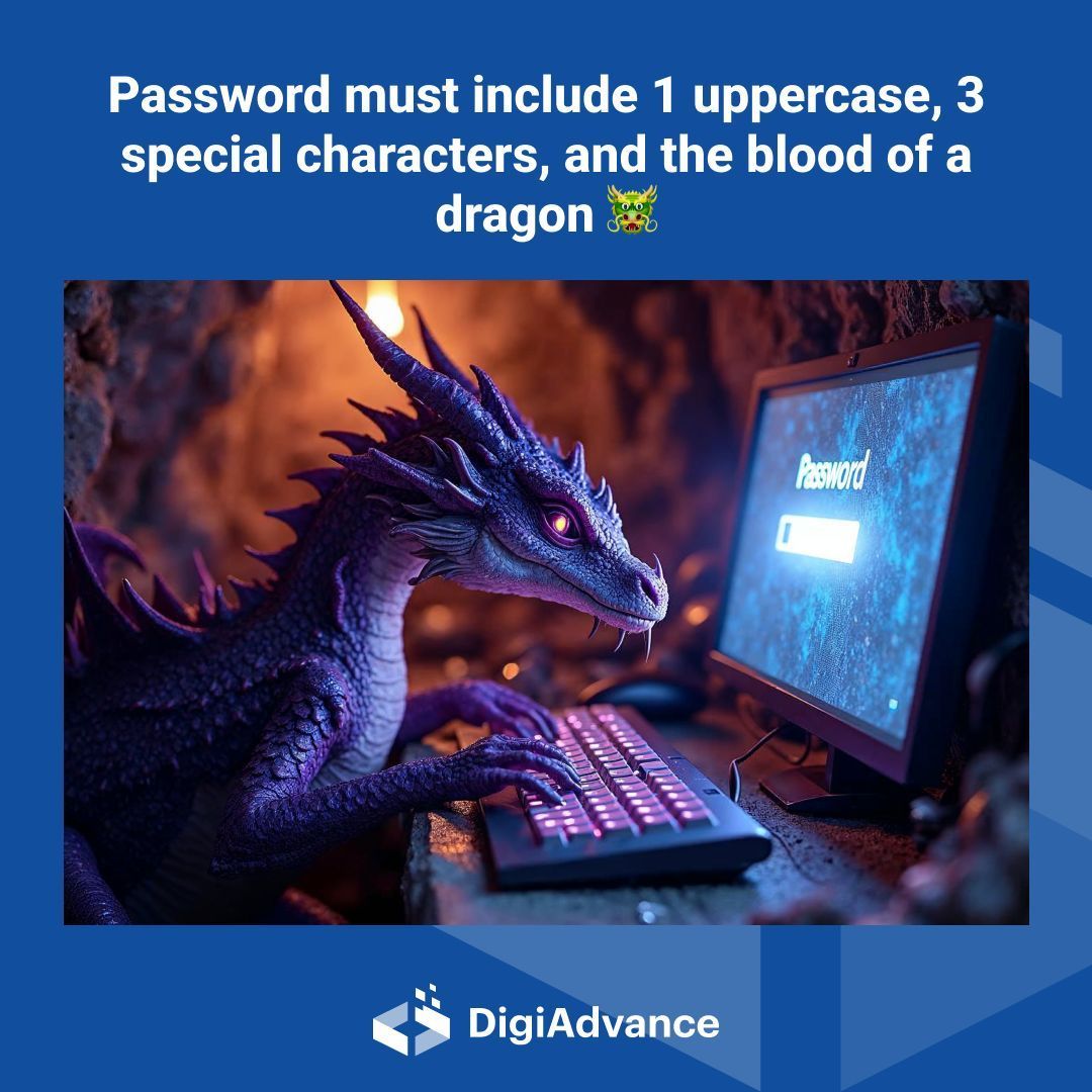 🔐 "ERROR: Your password must include 1 uppercase, 3 special characters, and the blood of a dragon"

With #DigiAdvance, you’ll learn essential #cybersecurity skills to keep your data safe and sound. No dragons required — just your willingness to learn! 😉🐉

#DigitalSkills
