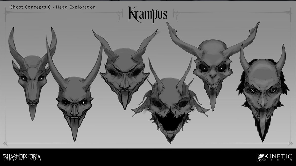 We're pulling back the curtain with some of our team's fabulous concept art for last year's Winter's Jest event in #Phasmophobia. 

Krampus' origins.