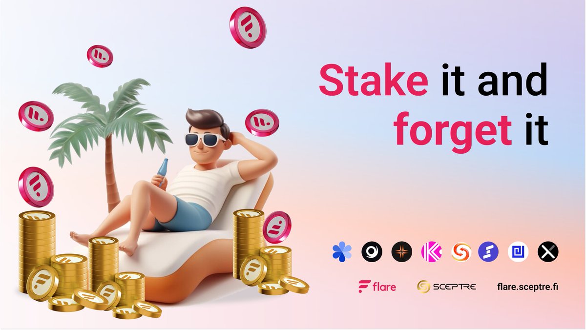 SceptreLS's tweet photo. Stake it and forget it! That’s how we enjoy doing things on @SceptreLS:
- We claim rewards for you 🎁
- We claim FlareDrops for you 🪂
- We automatically add both to the pool so your holdings grow through compounding 📈

Just sit back, relax and enjoy your $sFLR! 🌴 https://t.co/IqhkU01rQB
