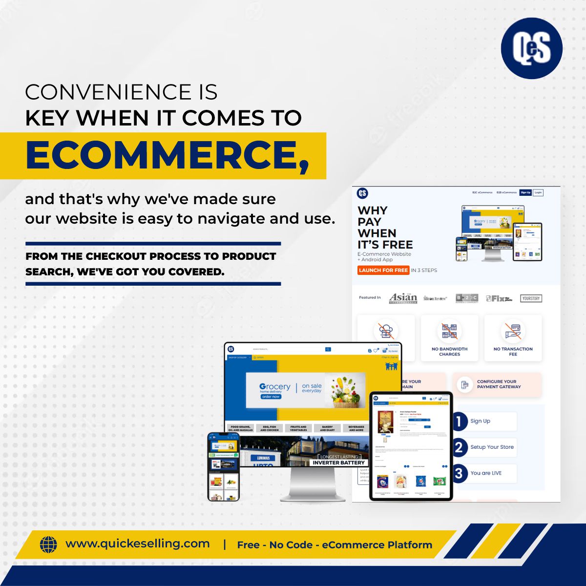 QuickeSelling's tweet image. Simplify eCommerce with QuickeSelling! 💁🤠

🚀 Enjoy intuitive design, seamless navigation &amp;amp; easy checkout. Focus on growing your business—we’ll handle the rest! 🙌

#QuickESelling #eCommerceMadeEasy #GrowYourBusiness