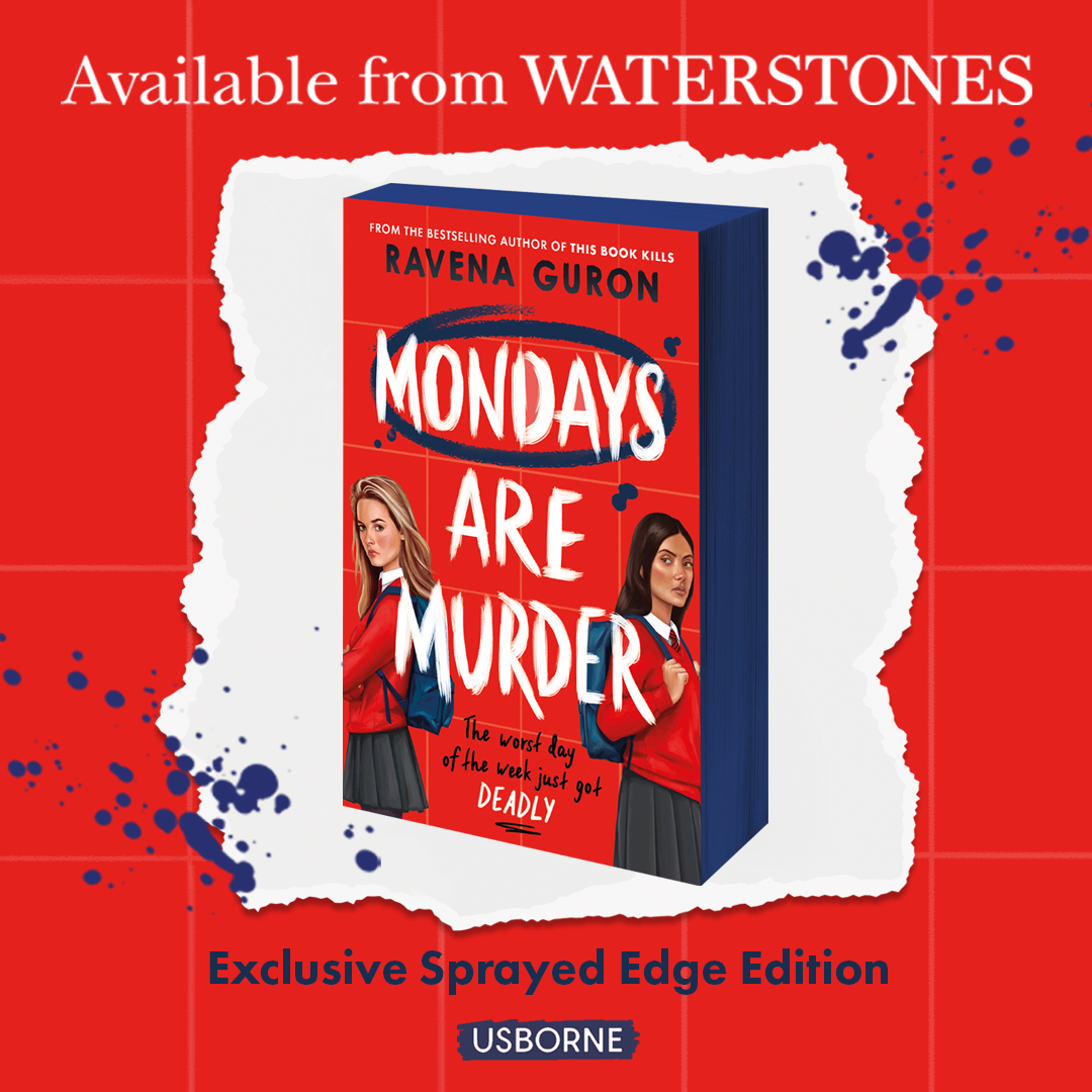 Waterstones (@waterstones) on Twitter photo The worst day of the week is about to get deadly in <a href="/RavenaGuron/">Ravena Guron</a>'s clever and compelling new mystery. When Kay returns to her hometown, there is a sinister letter promising a week of terror and her own murder on Monday. Preorder our exclusive sprayed edge: waterstones.com/book/mondays-a… The worst day of the week is about to get deadly in <a href="/RavenaGuron/">Ravena Guron</a>'s clever and compelling new mystery. When Kay returns to her hometown, there is a sinister letter promising a week of terror and her own murder on Monday. Preorder our exclusive sprayed edge: waterstones.com/book/mondays-a…