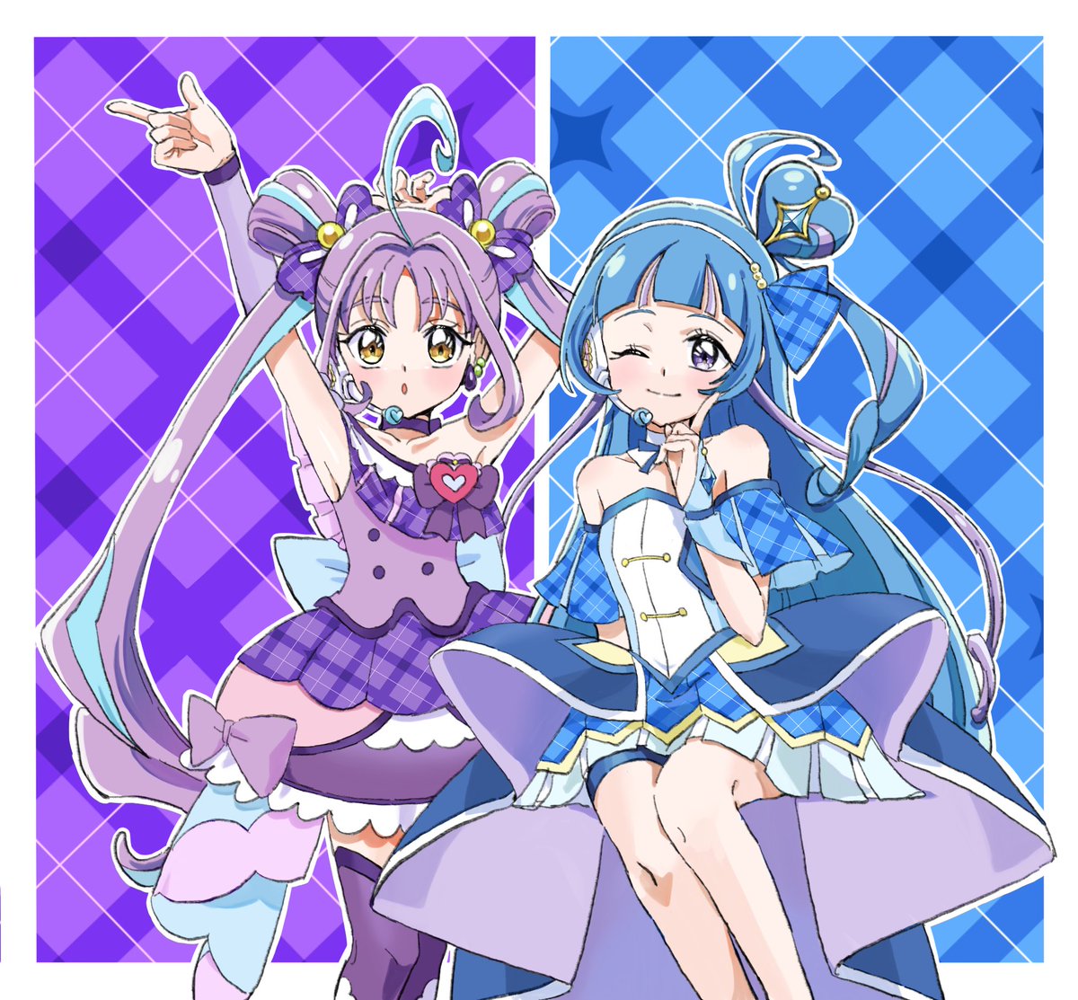 bibimaru_1101's tweet photo. 初描きウインク💙＆キュキュキュ💜 https://t.co/PSFIY7HGGu