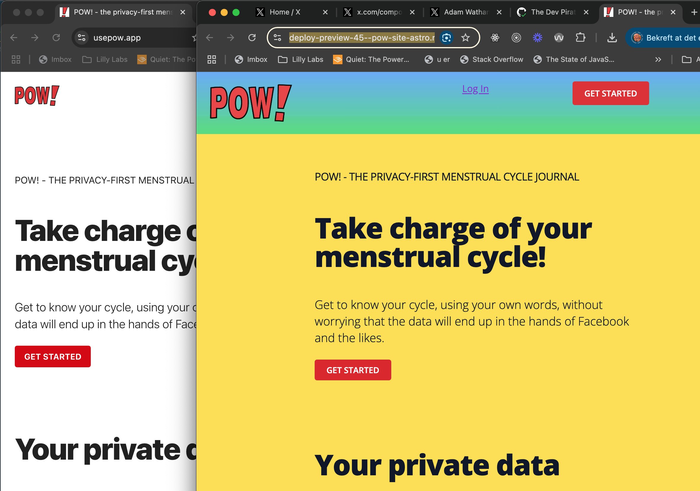 Screenshot of ou POW! website