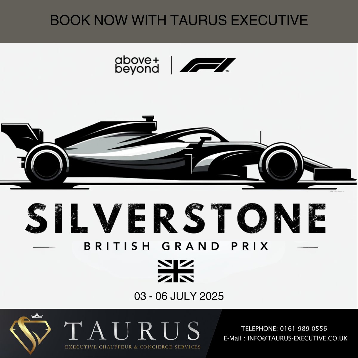 TaurusExecutive's tweet image. Silverstone 2025 with Taurus Executive

Book your journey early, and let us take care of the rest! 
#F1 #silverstone2025