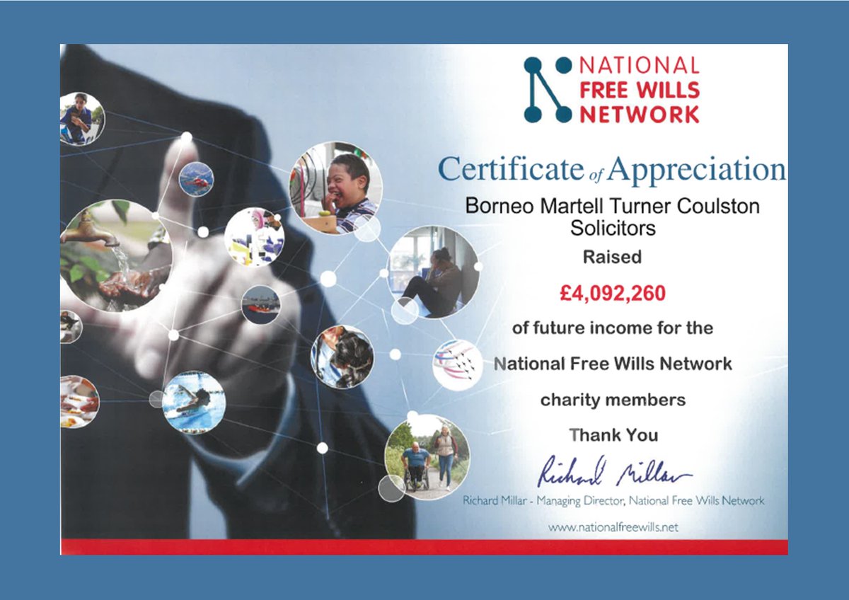 More Willanthropy with help from our Private Client Team🖋📃
 This is a national network of local law firms offering Will writing services to supporters of UK charities and we are pleased to have helped to raise this incredible amount.
#makeawill#simplifythecomplex #BMTCLAW
