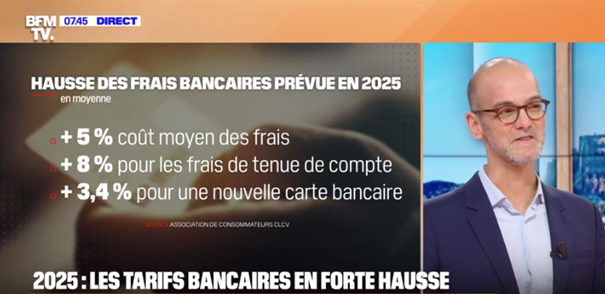 📺 « 2025 : Les tarifs bancaires en forte hausse »
👉 <a href="/ChipoyMx/">Maxime Chipoy</a> , président de <a href="/moneyvoxfr/">MoneyVox</a>, était l’invité de « Première édition » ce matin sur <a href="/BFMTV/">BFM</a>  pour apporter son expertise.
rmcbfmplay.com/info-programme…