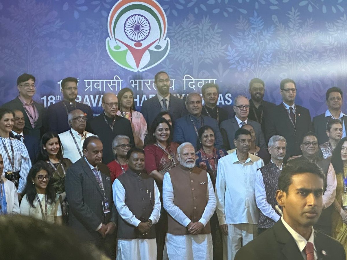 SenguptaIndro's tweet photo. Meeting &amp; photosession with H E Shri Narendra Modi , Hon'ble PM of India Pravasi Bharatiya Divas 2025 
@AmbHanoi 
@asean_aibc 
@InchamH https://t.co/b2NCLoi4iY