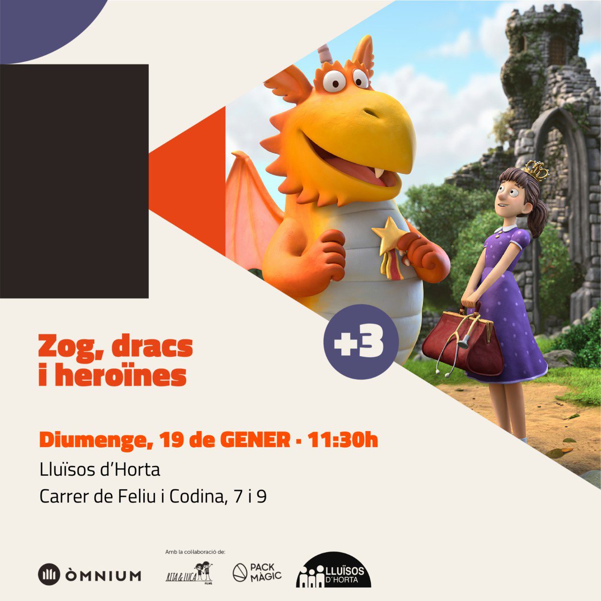 Aquest gener torna el Cinexic al barri d'Horta! No et perdis el millor cinema infantil en català 🍿 El millor pla per un diumenge en família! 🤩

📅 Diumenge 19 de gener
🕒 11:30h
📍 <a href="/LluisosHorta/">Lluïsos d'Horta</a> (C/ Feliu i Codina, 7 i 9)
🎟️ Entrades gratuïtes, sense preinscripció.