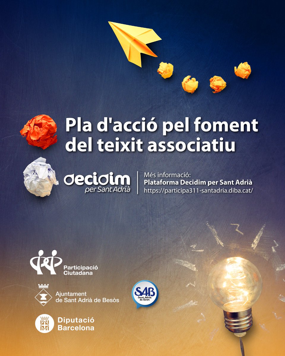 S'inicia un procés de recollida de dades per donar contingut a tres accions del Pla de Foment del Teixit Associatiu — Ajuntament de Sant Adrià de Besòs sant-adria.cat/sant-adria-per… #SAB <a href="/FcoVargas_/">Francisco Vargas</a>