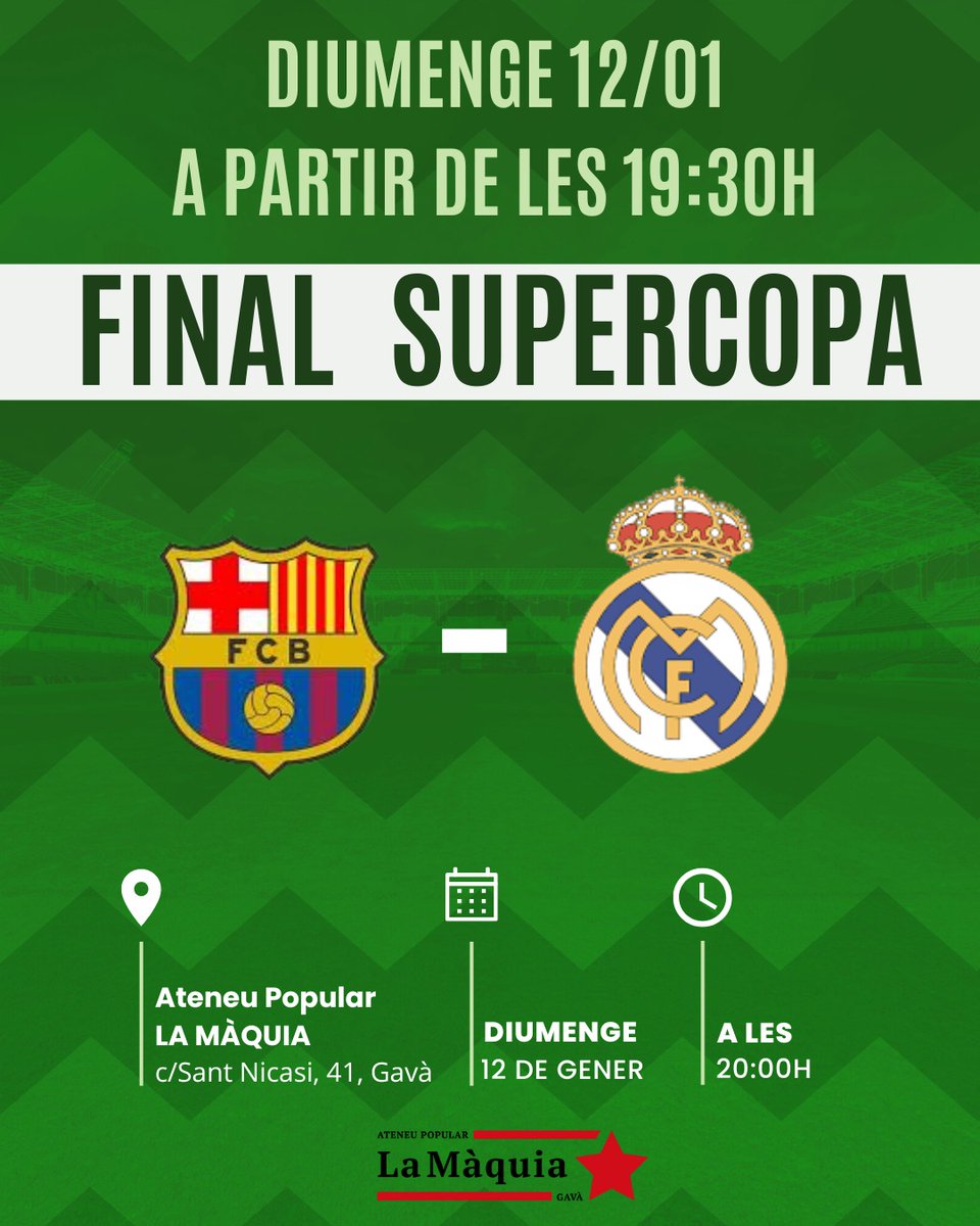 Tornem de vacances aquest diumenge amb sessió doble! Comencem amb vermut musical, i al vespre posarem la final de la supercopa.