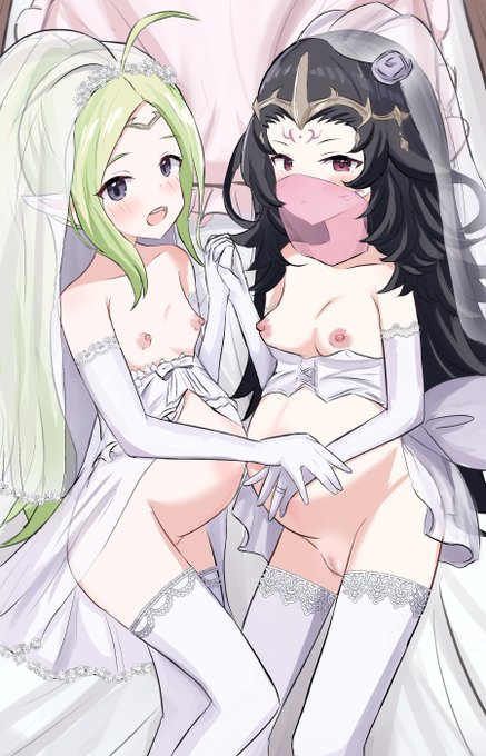 skeb依頼で描きました。FEキャラのノノとニュクスのウェディングボテ腹になります!FEキャラ初描きですが可愛いですね…! 