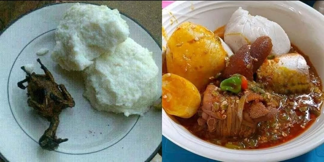 Don't stay at home and eat the one on the left. Join us at @feels94ChopBar for a healthy and sumptuous meal.
Even if you don't have money, admin will pay. Just present your JHS certificate and make sure they have all A's. 
He doesn't freely feed people whose heads haf die plenty.