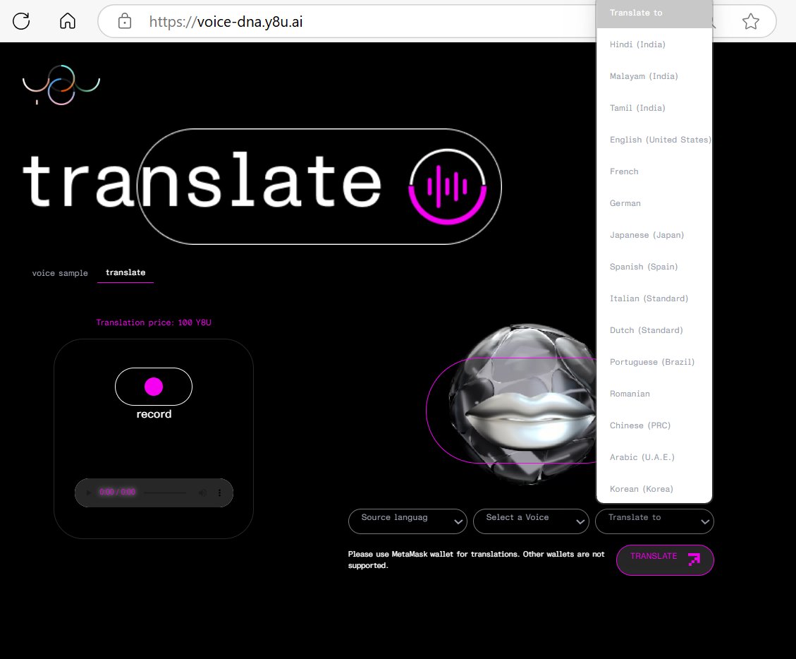Meet Y8U, the ultimate AI voice agent - already live and ready to work for you. 🤖🎙️

Translate your voice into 15 languages and make global communication effortless with your unique voice DNA.

Try it now: voice-dna.y8u.ai