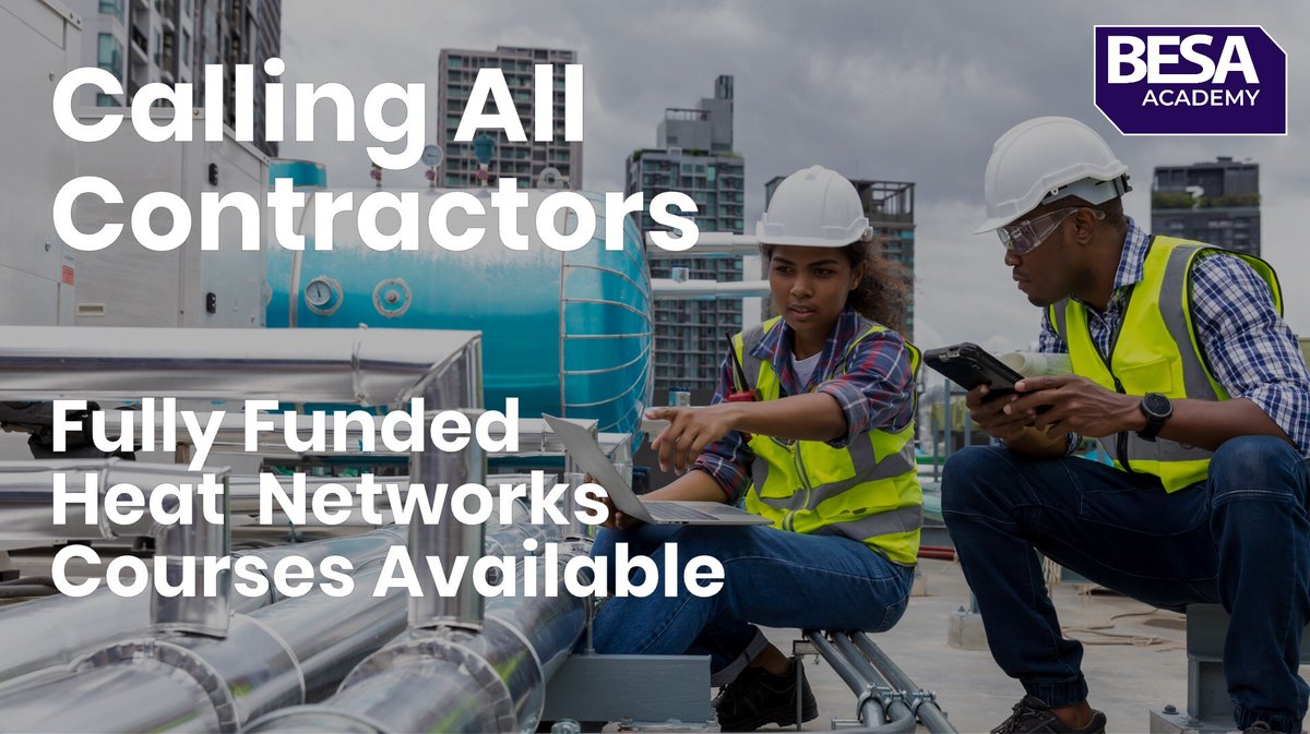 📢 Calling All Contractors 📢

BESA Academy's fully funded Heat Networks courses are available now and are the perfect opportunity for you to upskill your workforce as we enter 2025.

This industry is evolving and expanding - don't get left behind: eu1.hubs.ly/H0fJFFz0