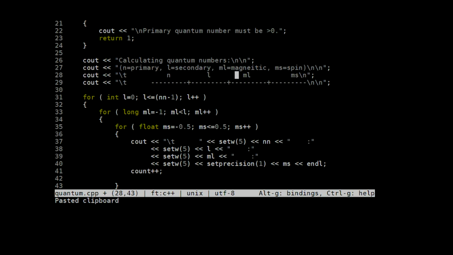 xgeorgio_gr's tweet image. #Coding_Fridays : Quantum numbers calculation in C++
Watch the full video in the Youtube channel central -- youtube.com/@apneacoding 
Source code available at the Github repository (see channel info).
#ambient #coding #programming #notalking #cpp #terminal #console