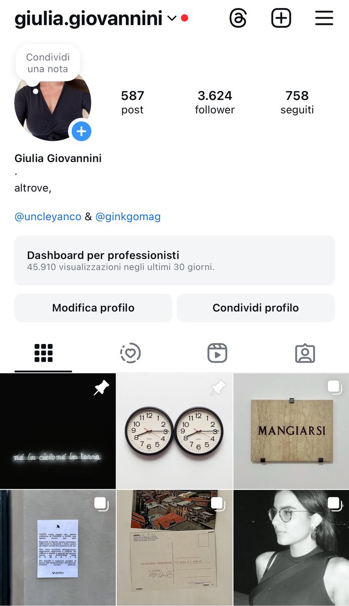 Scrivo su questo social solo per dire che sono sparita ma esisto ancora su altri social, tipo: instagram.com/giulia.giovann…