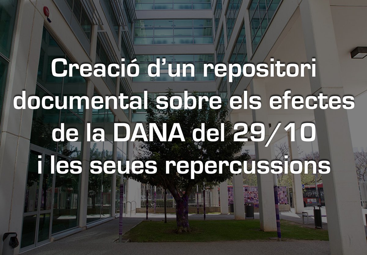 📄 Estem creant un repositori documental sobre els efectes de la DANA del 29/10 i les seues repercussions sobre les poblacions afectades

📢 Fem una crida a tota la comunitat universitària per col·laborar

ℹ️ Info: t.ly/xReEO