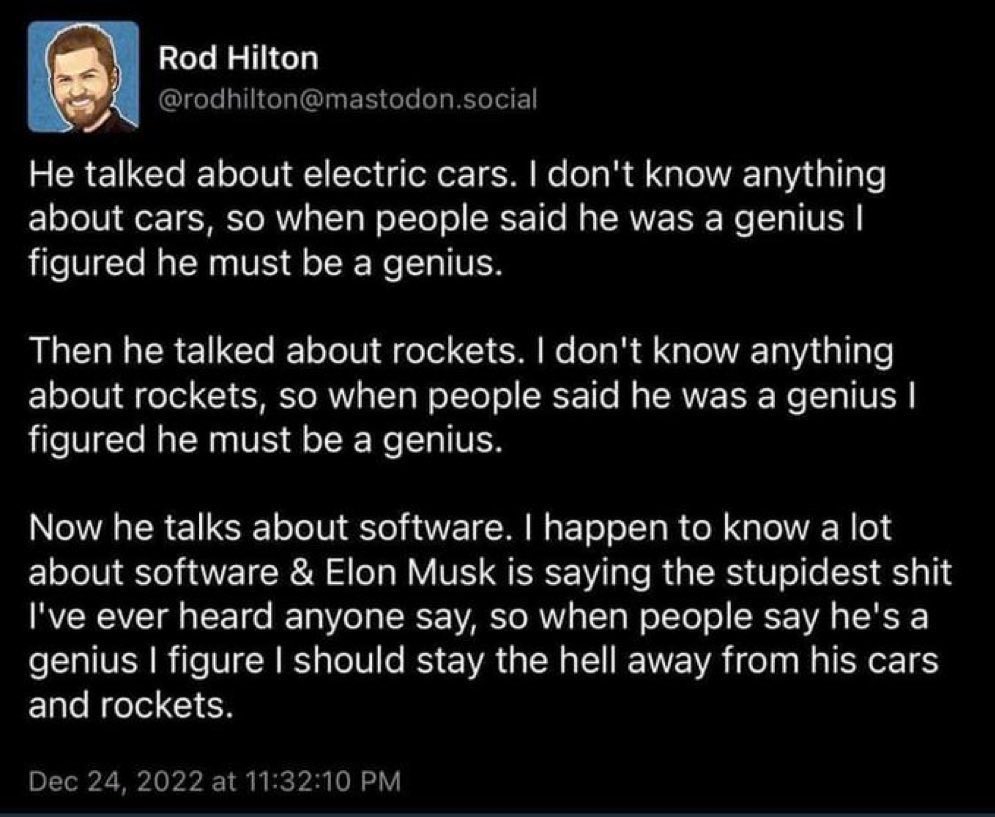 chiefchimpanzee's tweet image. Have no idea about games but it’s amazing how true this is…each time a subject matter expert comes across something Elon does, it’s always the same conclusion- he’s stupid or a fraud.