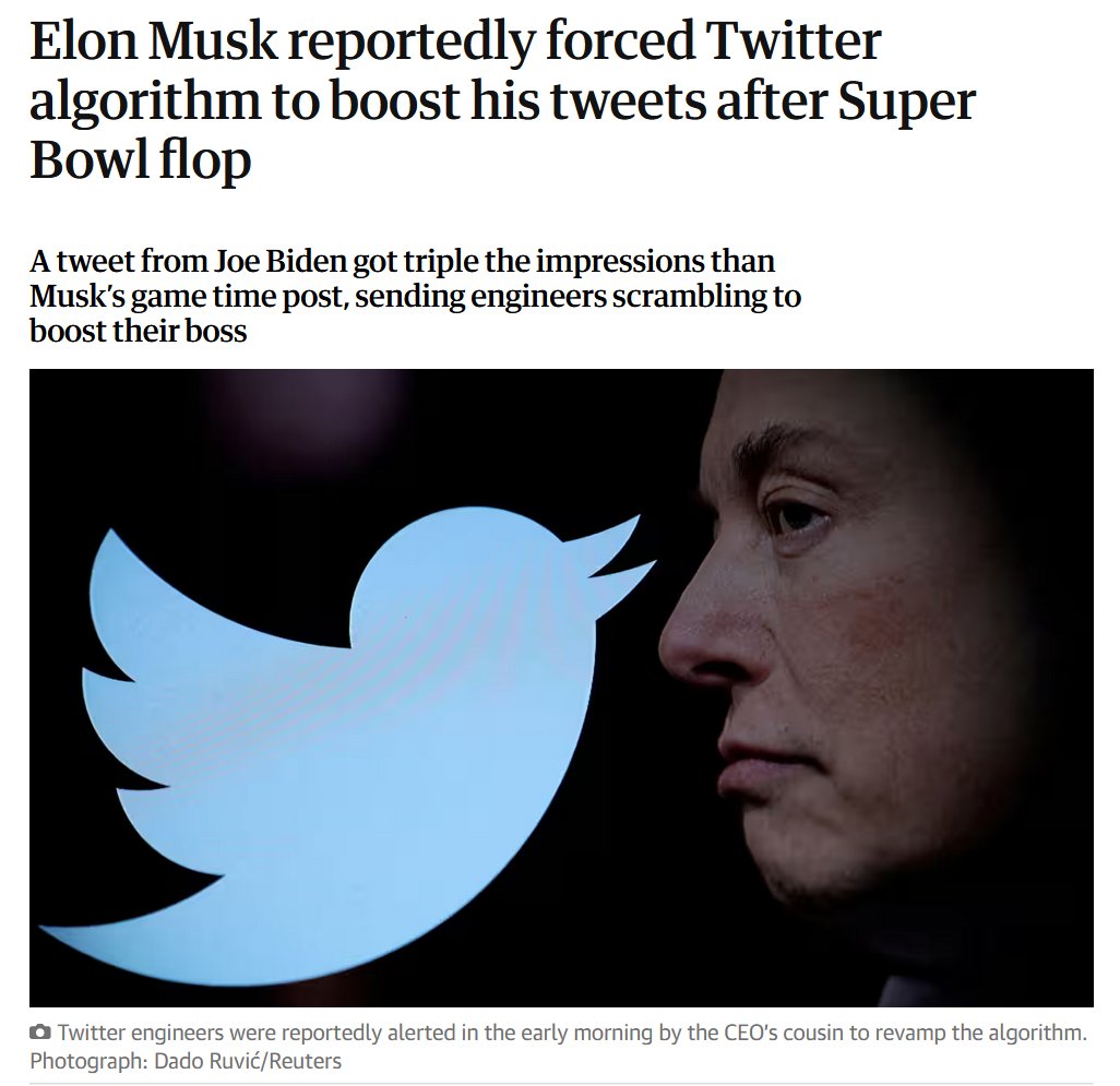 X n'est pas un espace de libre expression, c'est une chambre d'écho monumentale pour propager les dernières divagations de son propriétaire. Comment peut-on tolérer de participer à ça ?! 

theguardian.com/technology/202… 4/5