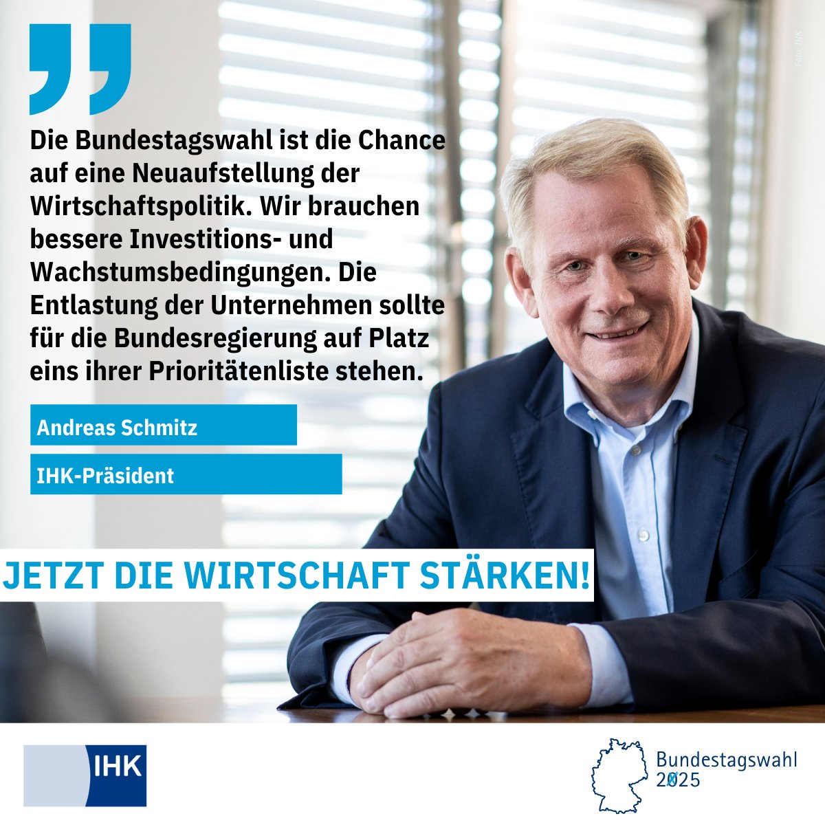 Die Wirtschaft in Deutschland steht unter Druck! Umso wichtiger wird das Jahr 2025 für den Wirtschaftsstandort Deutschland. Wir brauchen jetzt stabile Mehrheiten und eine handlungsfähige Bundesregierung.

 👉 Mehr dazu lesen Sie im IHK-Online-Magazine: lnkd.in/eGW7QPha