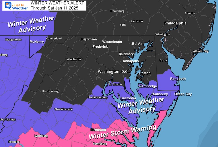 JustinWeather's tweet image. Good Morning it’s Friday January 10
❄️ ⚠️ Winter Weather Advisory: Southern Maryland
❄️ Snow Central MD to Southern PA
🌀 ⏰ Storm tracks south: Mostly Overnight/Ending In The Morning 
🏈 🥶 💨 Ravens Game: Cold Wind
🔗 Full Report:  justinweather.com/2025/01/10/jan…