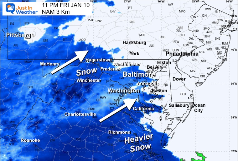 JustinWeather's tweet image. Good Morning it’s Friday January 10
❄️ ⚠️ Winter Weather Advisory: Southern Maryland
❄️ Snow Central MD to Southern PA
🌀 ⏰ Storm tracks south: Mostly Overnight/Ending In The Morning 
🏈 🥶 💨 Ravens Game: Cold Wind
🔗 Full Report:  justinweather.com/2025/01/10/jan…