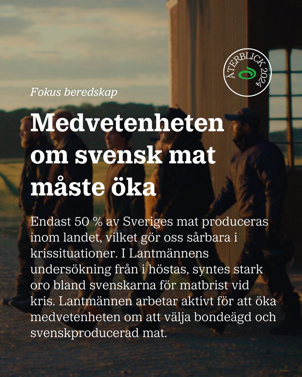 Lantmännen har under 2024 lyft Sveriges bristande livsmedelsberedskap som ett centralt problem, och presenterar samtidigt lösningar för att stärka livsmedelssäkerheten. Våra initiativ gör skillnad i din vardag.

#Lantmännen #livsmedelsberedskap #återblick2024