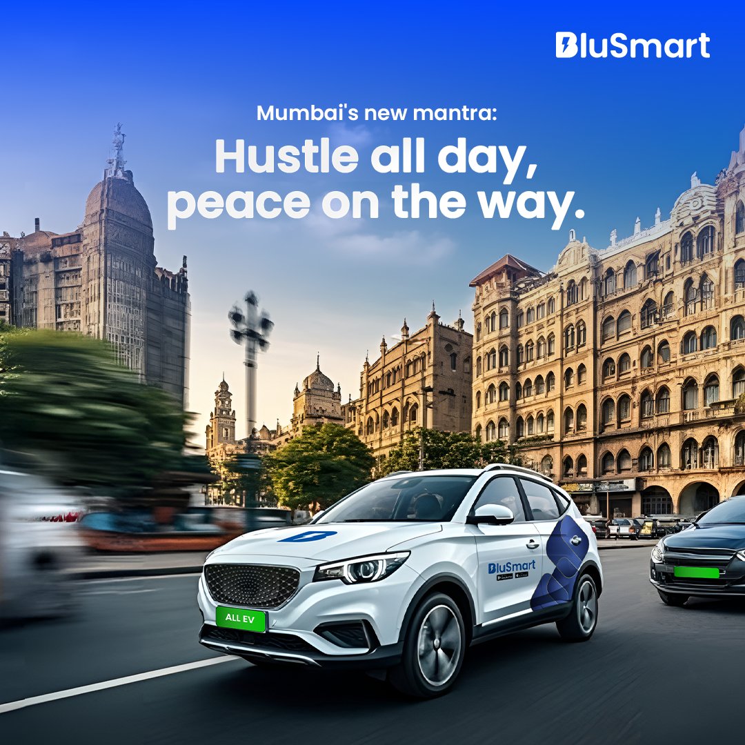 BluSmartIndia's tweet image. In a city that never sleeps, BluSmart is now here to keep you moving with the comfort you deserve. Sit back, relax, and experience rides that bring you peace of mind, so you can stay focused on chasing your dreams.

#BluSmartInMumbai #ZeroCancellations #OnTimeRides #ReliableRides