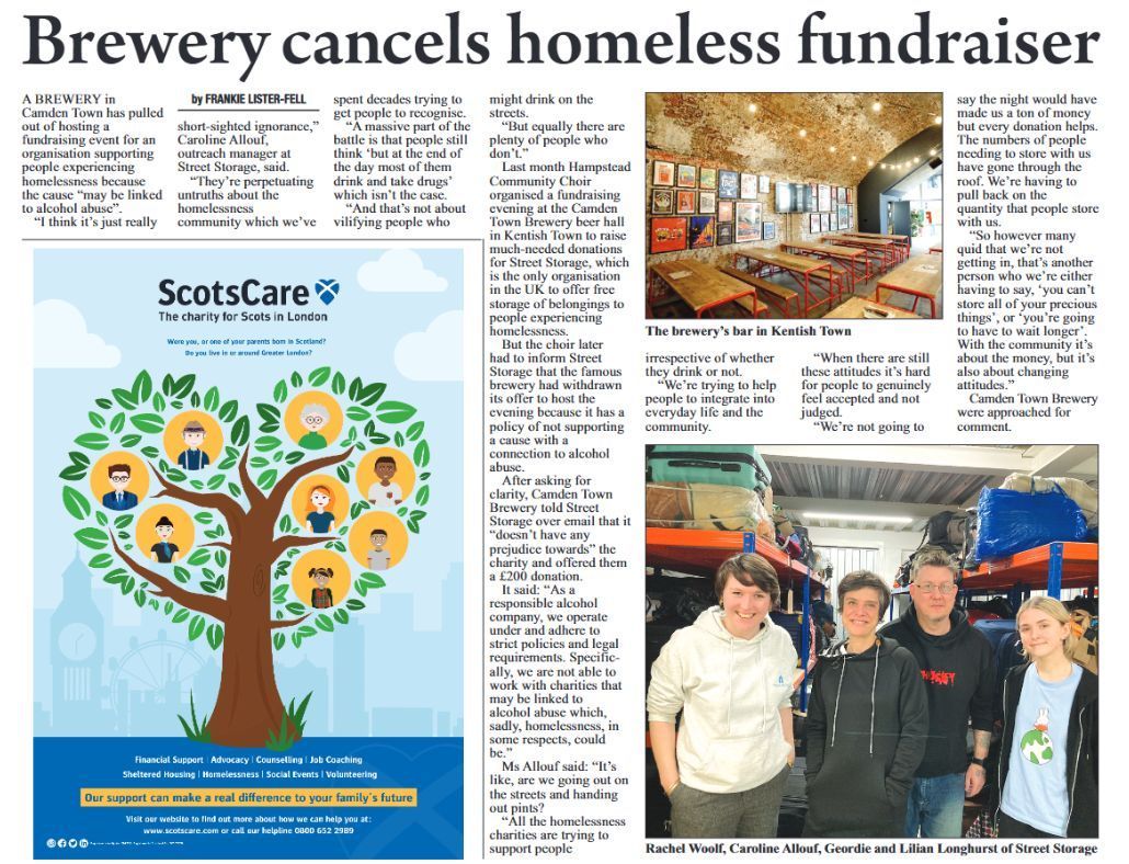 1/2 "We are not able to work with charities that may be linked to alcohol abuse, which, sadly, homelessness, in some respects, could be" Camden Town Brewery, Beer Team (Jan 2025)