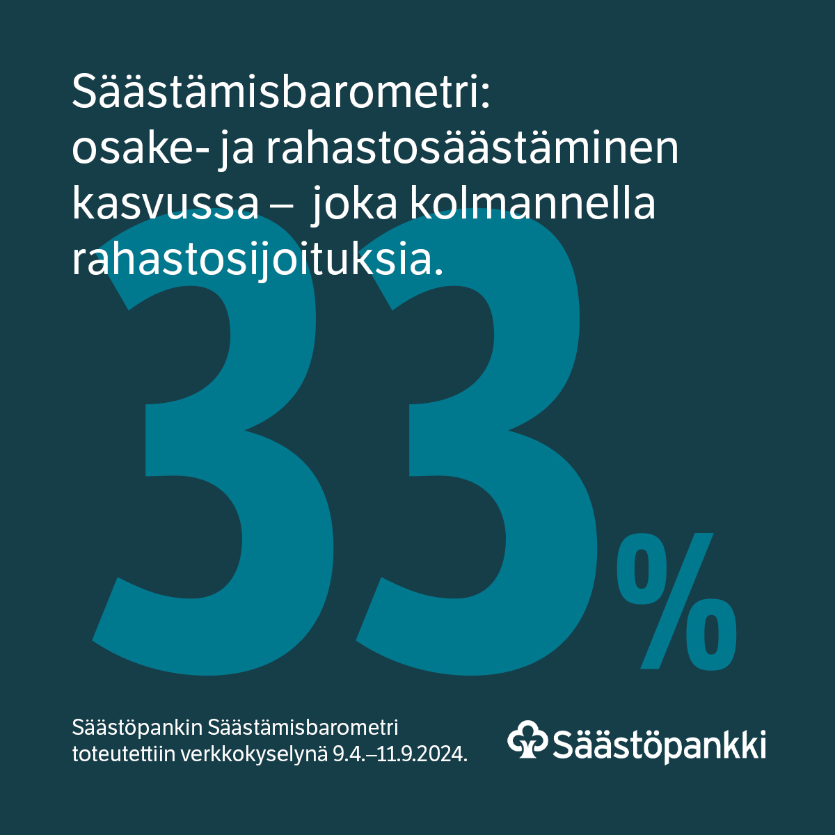 #Säästämisbarometri: yhä useampi sijoittaa rahastoihin ja pörssiosakkeisiin. Kuitenkin luottamus työllisyyteen on heikentynyt, mikä osaltaan kertoo halusta taloudellisen hyvinvoinnin parantamiseen. 

Lue lisää: bit.ly/s-barometri2024

#Säästöpankki #Säästäminen #Sijoittaminen