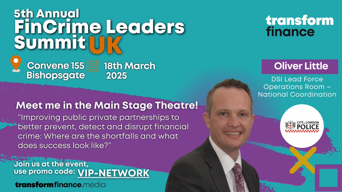 Transform Finance - Global Finance Community (@tformfinance) on Twitter photo We are thrilled to welcome Oliver Little as a speaker at the 𝟱𝘁𝗵 𝗔𝗻𝗻𝘂𝗮𝗹 𝗙𝗶𝗻𝗖𝗿𝗶𝗺𝗲 𝗟𝗲𝗮𝗱𝗲𝗿𝘀 𝗦𝘂𝗺𝗺𝗶𝘁 𝗨𝗞 - 𝗟𝗼𝗻𝗱𝗼𝗻 in Convene 155 Bishopsgate, London, on March 18th!
 
💥 Register for FREE using the code VIP-NETWORK hubs.la/Q031_KFc0 We are thrilled to welcome Oliver Little as a speaker at the 𝟱𝘁𝗵 𝗔𝗻𝗻𝘂𝗮𝗹 𝗙𝗶𝗻𝗖𝗿𝗶𝗺𝗲 𝗟𝗲𝗮𝗱𝗲𝗿𝘀 𝗦𝘂𝗺𝗺𝗶𝘁 𝗨𝗞 - 𝗟𝗼𝗻𝗱𝗼𝗻 in Convene 155 Bishopsgate, London, on March 18th!
 
💥 Register for FREE using the code VIP-NETWORK hubs.la/Q031_KFc0