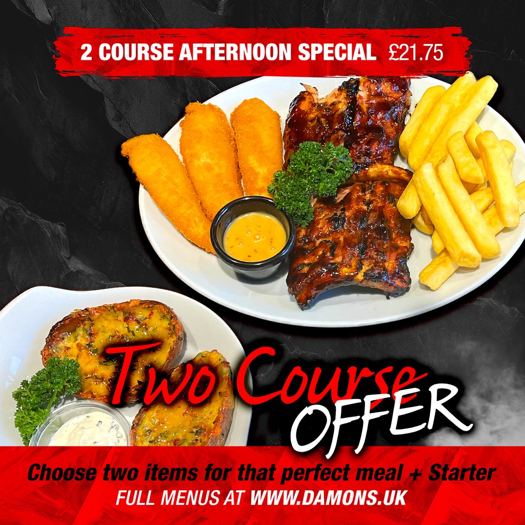 🚨 OFFER 🚨 Our '2 Course Afternoon Special' for only £21.75! Choose a Starter and a Combo Meal for your perfect two courses!! 👉️ damons.co.uk/menus/lunch-me… 😍 #Menu #Restaurant #Offer #Offers #JanuaryOffer