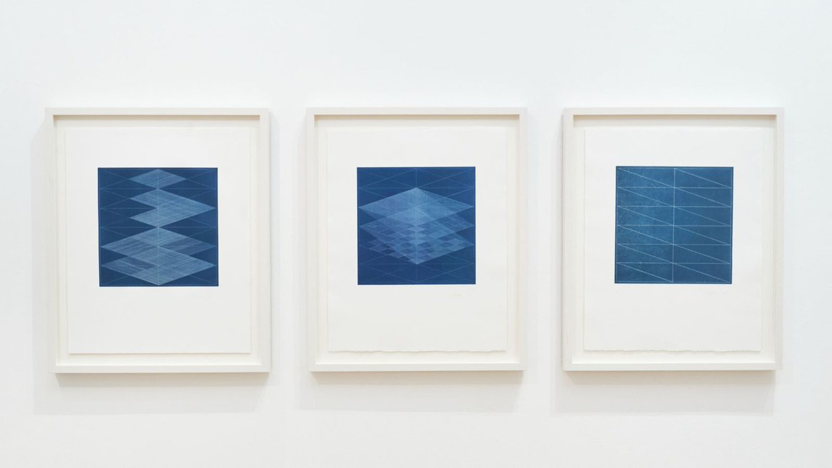 Beat the January blues with a walk around campus inspired by this artwork by Mary Griffiths 🏙️ 

'Everything and All of Us (Blue) 1-3', 2024, is in our current exhibition at The Stanley &amp; Audrey Burton Gallery...